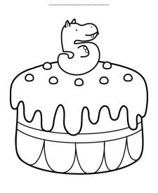 Tarta de cumpleaños 5 años: dibujo para colorear e imprimir