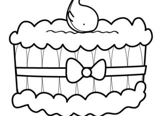 Tarta de cumpleaños 6 años: dibujo para colorear e imprimir