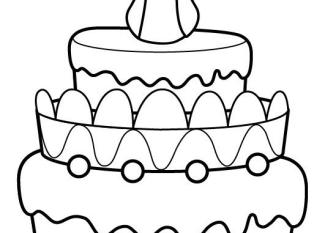 Tarta de cumpleaños 8 años: dibujo para colorear e imprimir