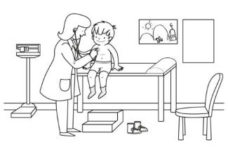 Consulta del médico: dibujo para colorear e imprimir