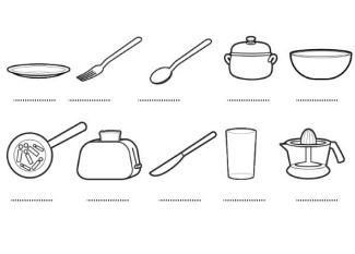 Utensilios de cocina: dibujos para colorear e imprimir