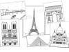 Monumentos de París: dibujo para colorear e imprimir