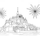 Mont Saint Michel: dibujo para colorear e imprimir