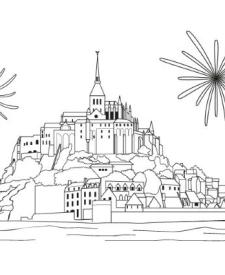 Mont Saint Michel: dibujo para colorear e imprimir