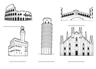 Italia: dibujo para colorear e imprimir
