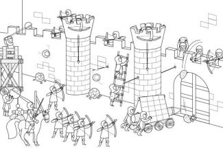 Asalto al castillo: dibujo para colorear e imprimir