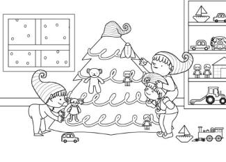 Duendes de Papá Noel: dibujo para colorear e imprimir