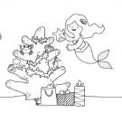 La Sirenita y su árbol de Navidad: dibujo para colorear e imprimir