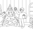 El árbol de Navidad de los abuelos: dibujo para colorear e imprimir