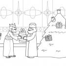 Árbol de Navidad y Reyes Magos: dibujo para colorear e imprimir
