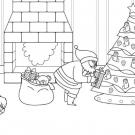 Papá Noel y el árbol de Navidad: dibujo para colorear e imprimir