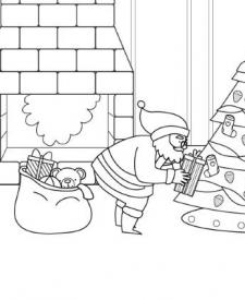 Papá Noel y el árbol de Navidad: dibujo para colorear e imprimir