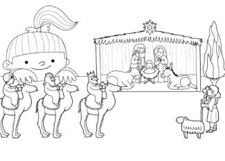 Belén de Navidad: dibujo para imprimir y colorear