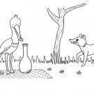 El zorro y la cigüeña: dibujo para colorear e imprimir