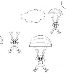Paracaidistas en el cielo: dibujo para colorear e imprimir