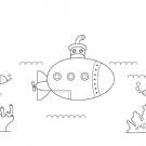 Submarino bajo el agua: dibujo para colorear e imprimir