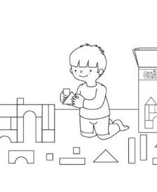 Niño jugando: dibujo para colorear e imprimir