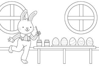Conejito de Pascua: dibujo para colorear e imprimir