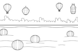 Farolillos chinos: dibujo para colorear e imprimir