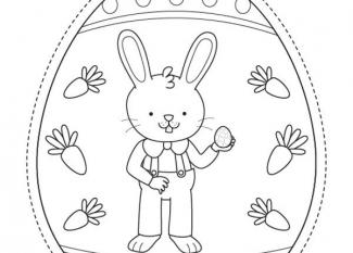 Huevo de Pascua con conejo de Pascua: dibujo para colorear y pintar