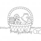 Cesta de Pascua con gallina: dibujo para colorear e imprimir