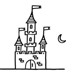 Castillo bajo la luna: dibujo para colorear e imprimir