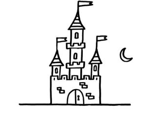 Castillo bajo la luna: dibujo para colorear e imprimir