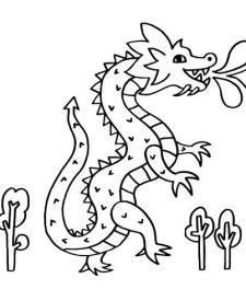 Un dragón: dibujo para colorear e imprimir