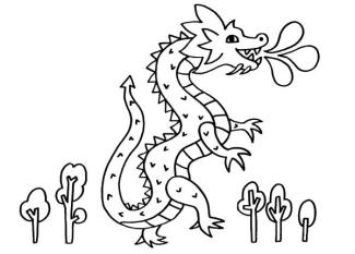 Un dragón: dibujo para colorear e imprimir