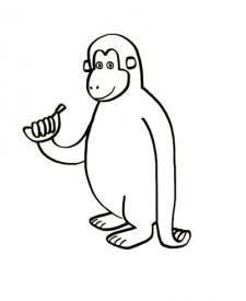 Mono con plátano: dibujo para colorear e imprimir