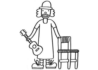 Payaso con guitarra: dibujo para colorear e imprimir