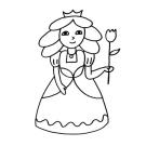 Princesa con flor: dibujo para colorear e imprimir