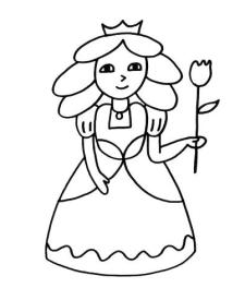 Princesa con flor: dibujo para colorear e imprimir