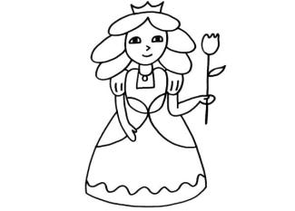 Princesa con flor: dibujo para colorear e imprimir