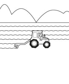 Tractor arando: dibujo para colorear e imprimir