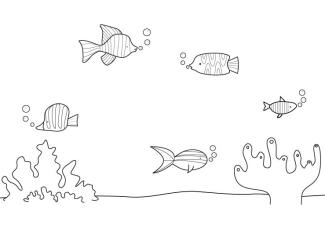 Peces de colores: dibujo para colorear e imprimir