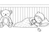 Bebé durmiendo: dibujo para colorear e imprimir