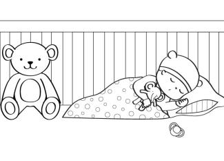 Bebé durmiendo: dibujo para colorear e imprimir