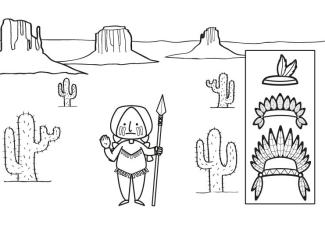Indio con plumas: dibujo para colorear e imprimir