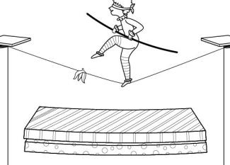 Equilibrista en apuros: dibujo para colorear e imprimir