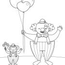 Payaso y mono: dibujo para colorear e imprimir