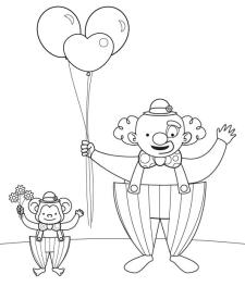 Payaso y mono: dibujo para colorear e imprimir