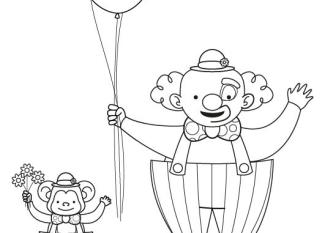 Payaso y mono: dibujo para colorear e imprimir
