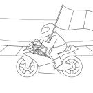 Motorista con bandera: dibujo para colorear e imprimir