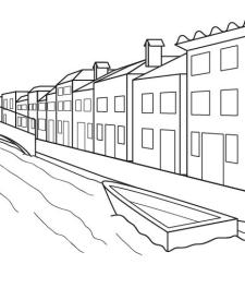 Isla de Burano: dibujo para colorear e imprimir