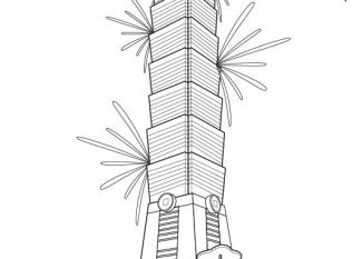 Taipei 101: dibujo para colorear e imprimir