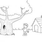 Cabaña en el árbol: dibujo para colorear e imprimir