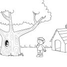 Cabaña en el árbol: dibujo para colorear e imprimir