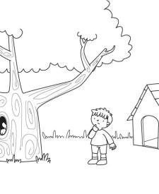 Cabaña en el árbol: dibujo para colorear e imprimir