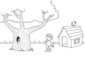 Cabaña en el árbol: dibujo para colorear e imprimir